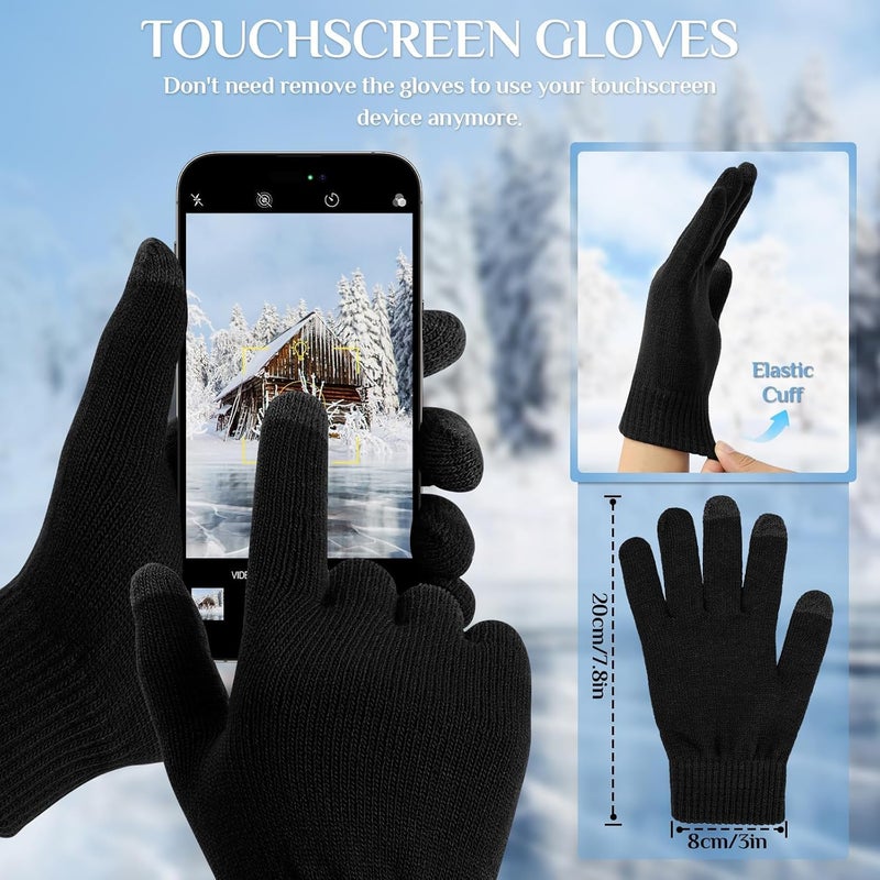 ChicAbode 3PCS Winter Beanie Hat Scarf Gloves Set Thermal Knitted Winter Hats Knit Scarf Touchscreen Gloves for Skiing Hiking Driving, One Size - Image 3