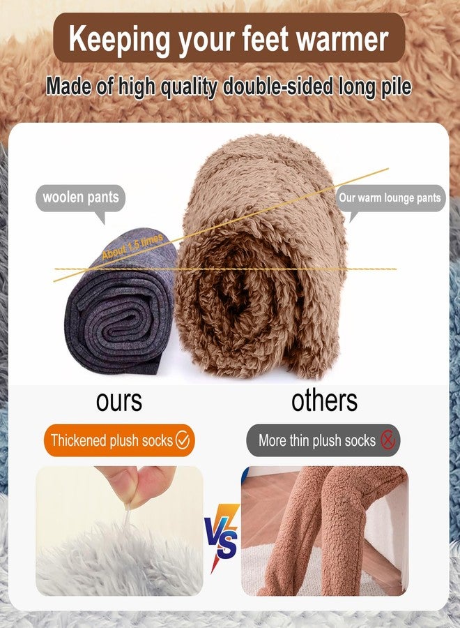 Rednow Snugg Cozy Socks,Fuzzy Socks Plush Warmth Long Socks,Winter Leg Warmers Over The Knee High Fuzzy Socks,Sleeping Fluffy Socks,Warm slippers Socks for Women Girls Indoor (Brown) - Image 2