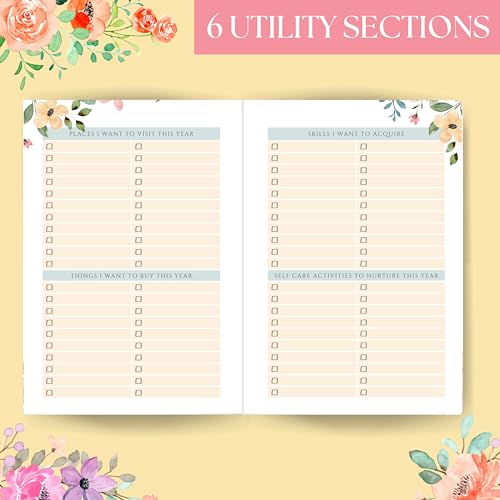 LAURET BLANC 12 Months Floral Undated Planner, 12 Monthly Spreads, 52 Weekly Spreads, Habit Tracker, Utility Pages, Paperback (She Believed She Could So She Did) - Image 5