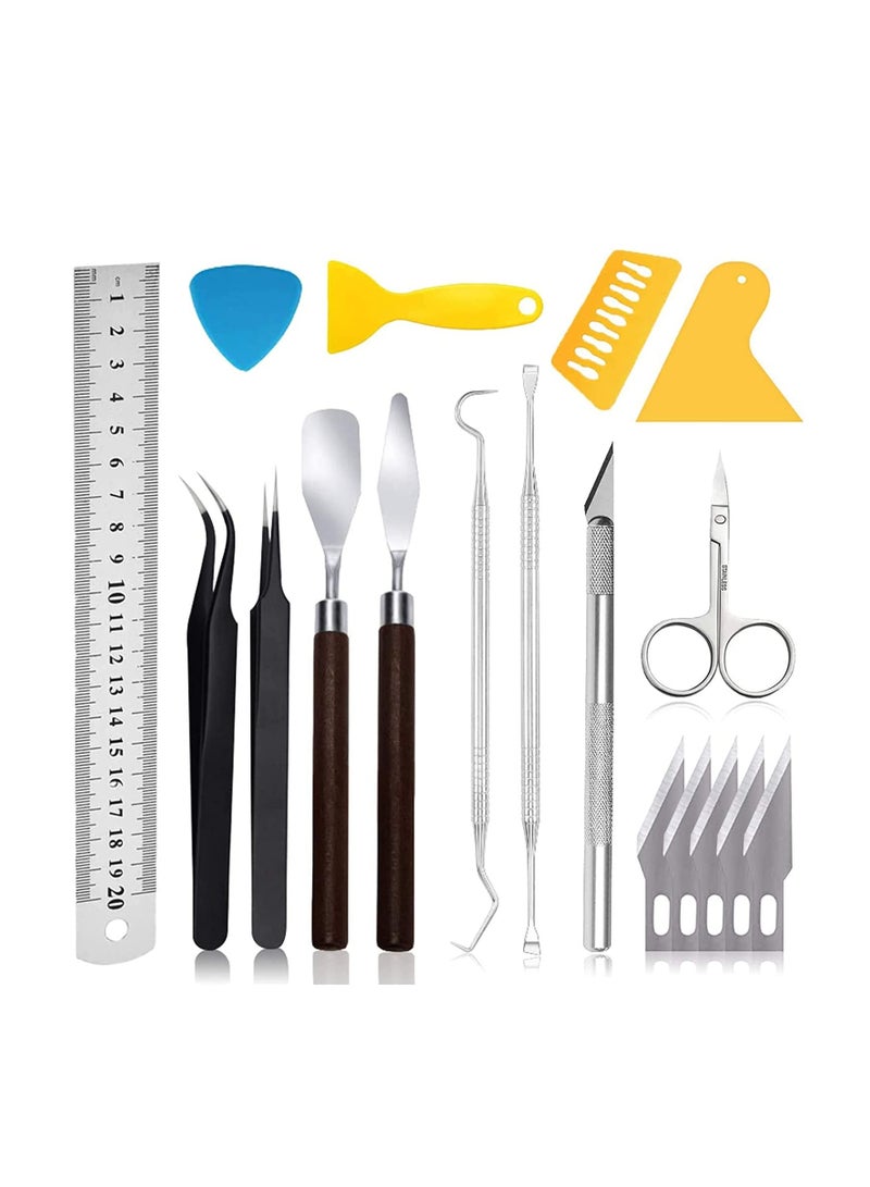Excefore Craft Weeding Tools, Craft Basic Set Tools Kits Including Scissor, Tweezers, Weeders, Scraper, Spatula, for Weeding Vinyl, Silhouettes, Cameos, DIY Art Work Cutting - Image 1
