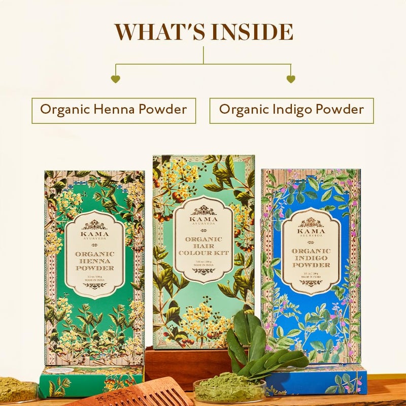 Kama Ayurveda ITM01361 Organic Hair Color Kit Hair Color Henna Powder and Indigo Powder 200g Multicolor Pack of 1 each - Image 3