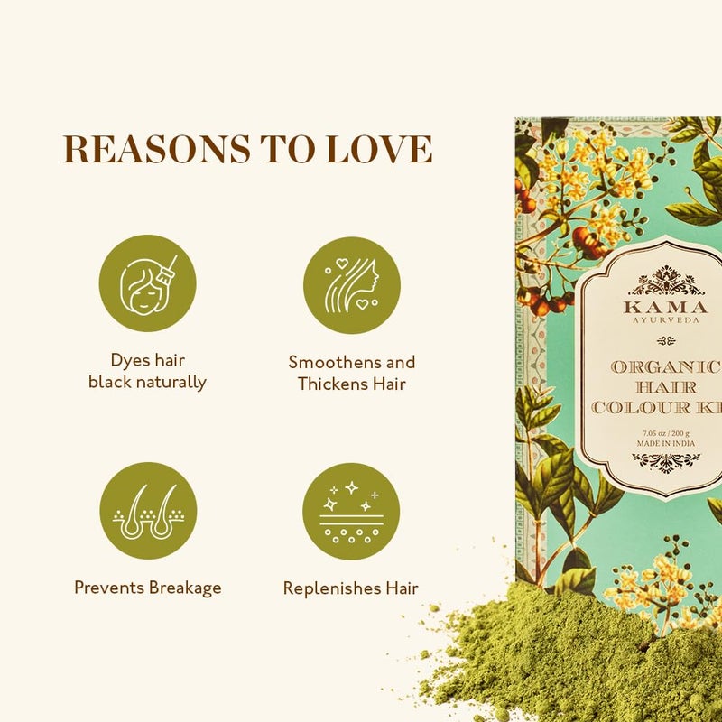Kama Ayurveda ITM01361 Organic Hair Color Kit Hair Color Henna Powder and Indigo Powder 200g Multicolor Pack of 1 each - Image 4