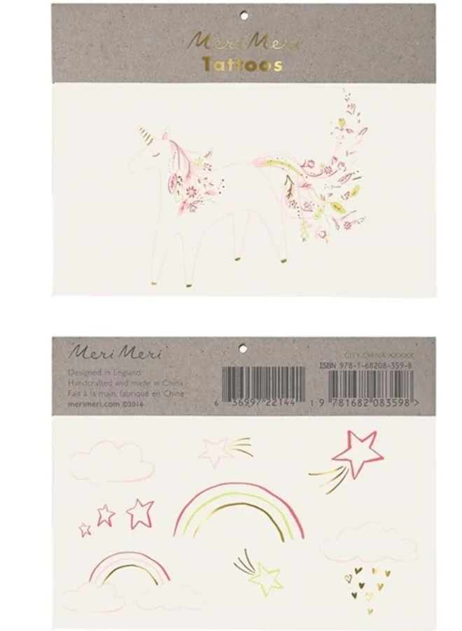 Meri Meri Rainbow Floral Unicorn Tattoo
