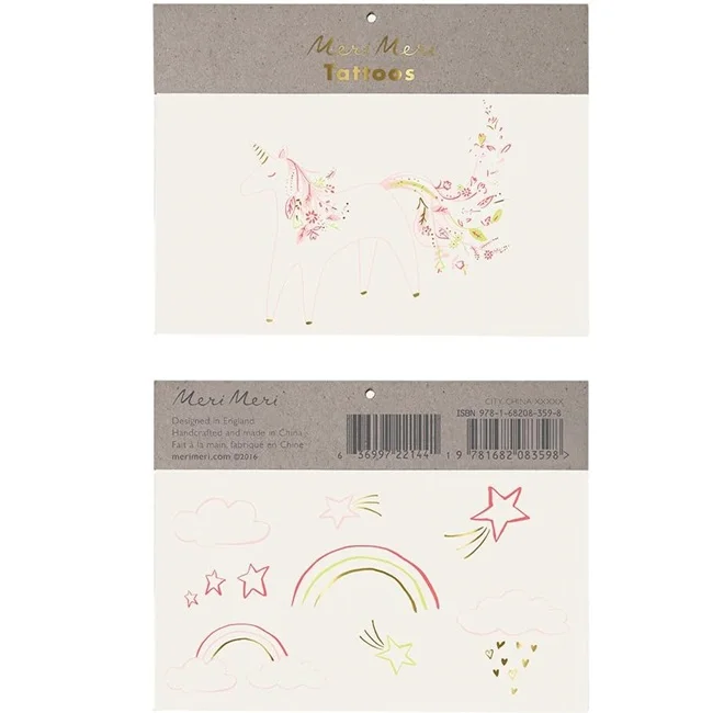 Meri Meri Rainbow Floral Unicorn Tattoo