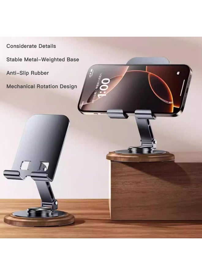 حامل هاتف قابل للدوران 360 درجة وتعديل الارتفاع، متوافق مع أجهزة iPhone 17/16/15 Pro Max و Galaxy S26/25 Ultra - حامل هاتف معدني قابل للطي للمكتب، وحامل iPad قابل للتعديل للأجهزة حتى 9.7 بوصة. - Image 5