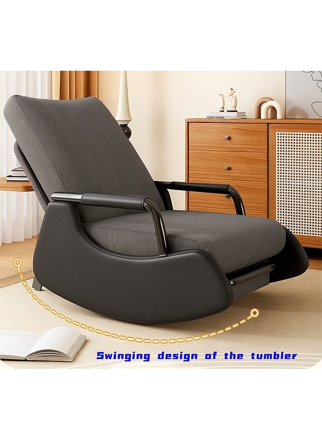 Taimi Folding Rocking Chair with Retractable Footrest and Adjustable High Backrest, Recliner Chair for Living Room, Bedroom, and Office â€“ Grey/Black - Image 5