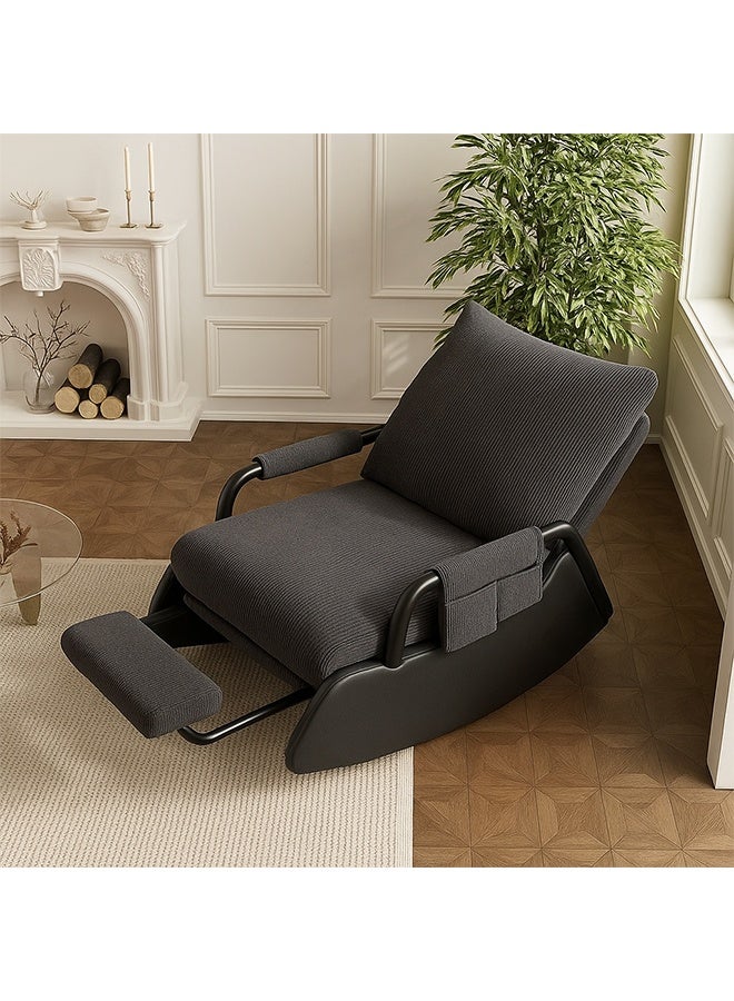 Taimi Folding Rocking Chair with Retractable Footrest and Adjustable High Backrest, Recliner Chair for Living Room, Bedroom, and Office â€“ Grey/Black - Image 3