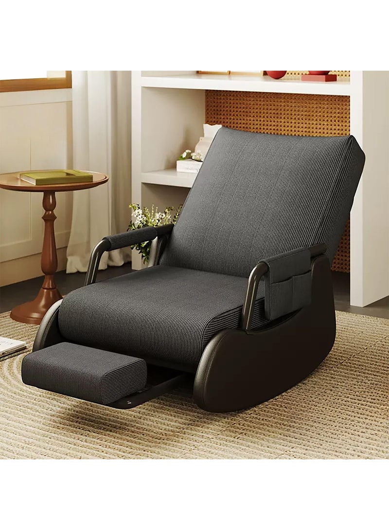 Taimi Folding Rocking Chair with Retractable Footrest and Adjustable High Backrest, Recliner Chair for Living Room, Bedroom, and Office â€“ Grey/Black - Image 2