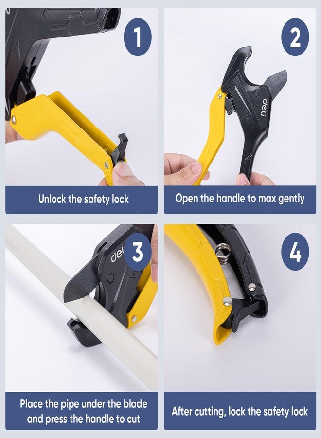 DELI PVC Pipe Cutter, Up to 2-1/2", Ratchet Pipe Shears Heavy-Duty, Pex Cutting Tool for Cutting PEX, PVC, PPR Plastic Hoses and Plumbing Pipe - Image 5