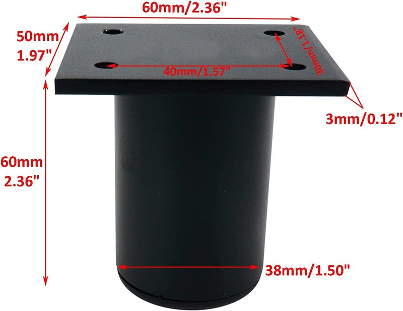 Dcloud Newtown Furniture Legs Metal Black Coffee Table Leg Support Legs Bedside Cabinet Legs TV Cabinet Sofa Legs 4 Piece Black 2 - Image 3