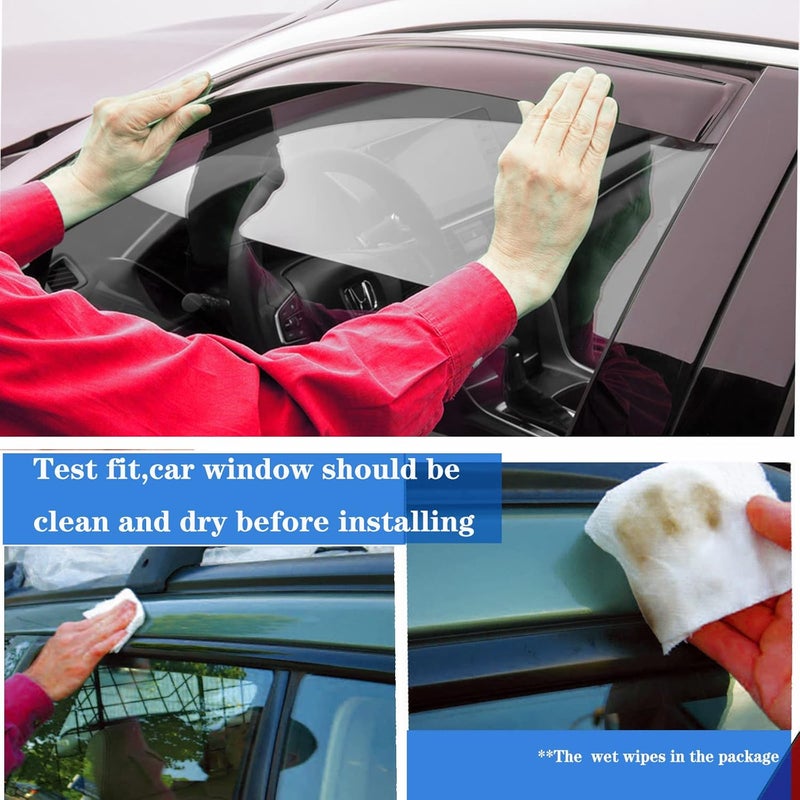 TONOYTIM Window Visors Rain Guards for Chevy Silverado/GMC Sierra 1500 2500HD 3500HD Double/Extended Cab 2014-2018,Side Wind Deflectors Vent Guard Shade Sun Smoke 94528, 4-Pieces Set - Image 3