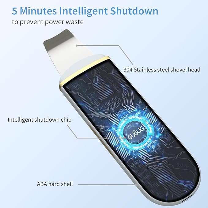 GUGUG Facial Skin Scrubber Ultrasonic Skin Spatula Face Blackhead Remover Scraper with Four Modes for Deep Cleansing Portable and Rechargeable Pore Scrubber Include 2 Silicone Covers - Image 4