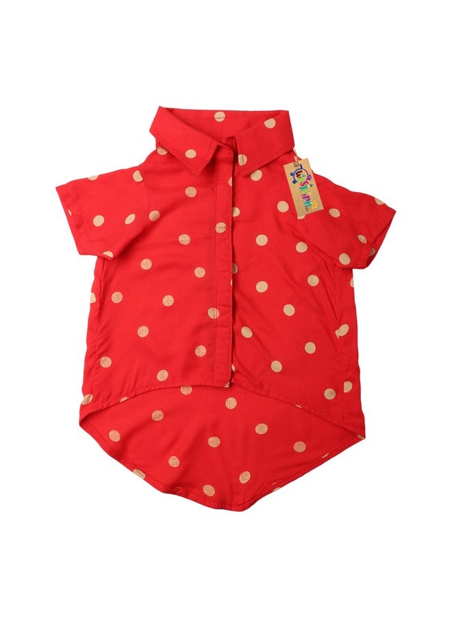 ويستيرن إرا قميص مطبوع عصري فائق النعومة، ملابس كلاب مريحة للغاية، قميص كلاب أساسي قابل للتنفس مطبوع عليه قطن، قميص خفيف الوزن لطيف ورقيق لكلبك (متوسط - 18 بوصة) (أحمر بولكا) - Image 5