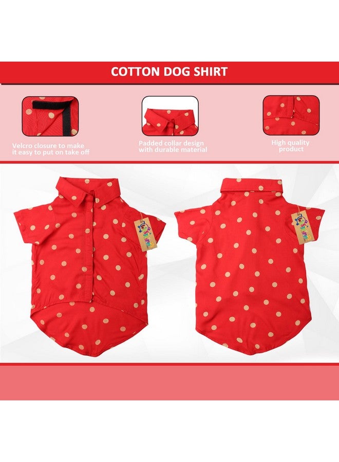 ويستيرن إرا قميص مطبوع عصري فائق النعومة، ملابس كلاب مريحة للغاية، قميص كلاب أساسي قابل للتنفس مطبوع عليه قطن، قميص خفيف الوزن لطيف ورقيق لكلبك (متوسط - 18 بوصة) (أحمر بولكا) - Image 4
