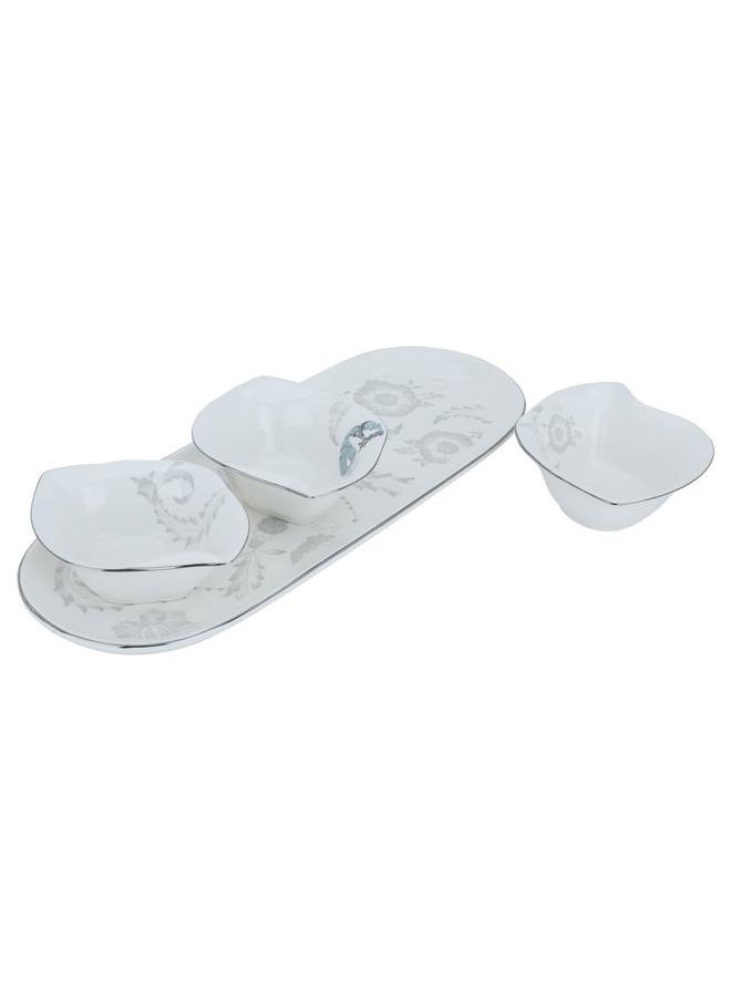 Alsaif Porcelain Yogurt Set Oval Plate 4 Pieces White  - Image 2