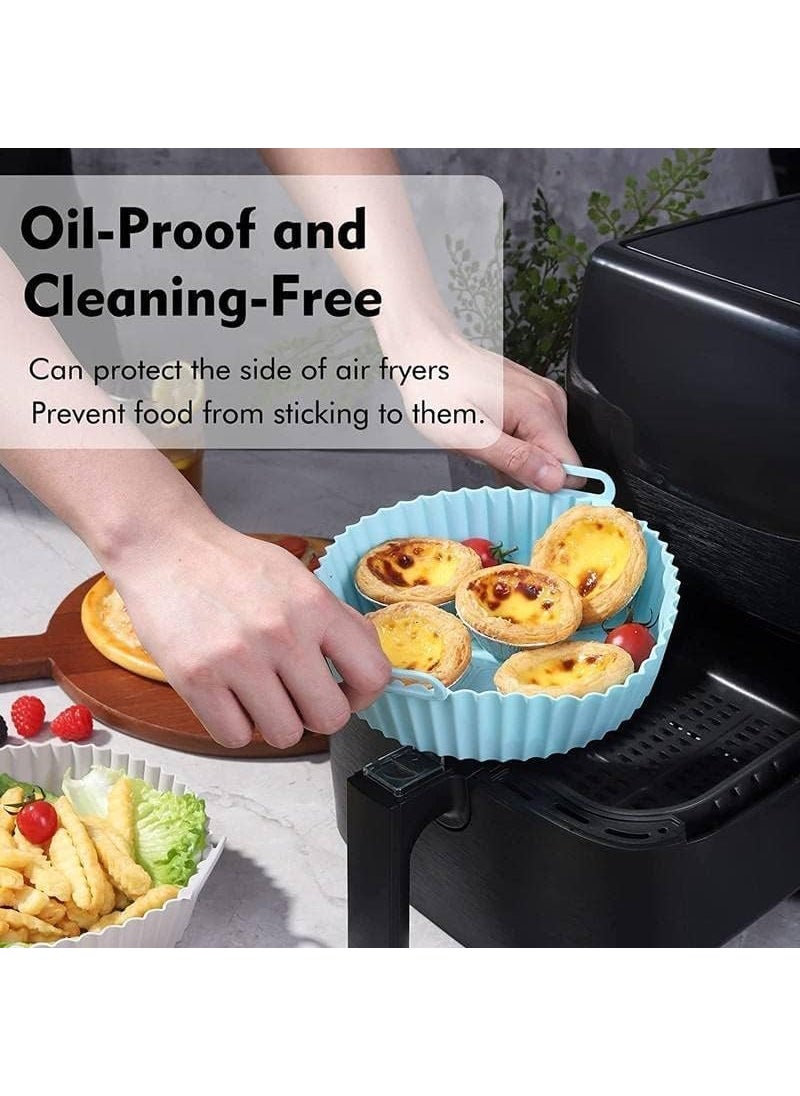 InfiSoul InfiSoul Air Fryer Liners Round Silicone Basket Baking Tray Pot with Ear Handles Nonstick Reusable Heat Resistant Cooking Oven Insert Accessories Multicolor 8 inch Pack of 2  - Image 3