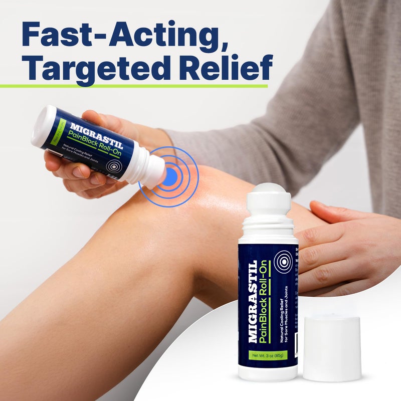 Basic Vigor Migrastil PainBlock Roll-On, 3 oz - Topical Roll-On for Muscle Aches, Cramps, Joint & Nerve Discomfort. Works Great on Shoulders, Neck, Feet, Knees, Legs, Back, Elbows, HIPS, Etc. - Image 2