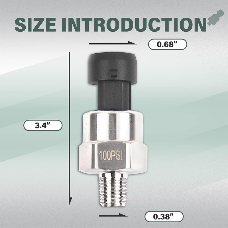 OTUAYAUTO 100 Psi Pressure Transducer Sender Sensor - 1/8" -27 NPT 27 NPT Thread Stainless for Oil Fuel Air Water Pressure with Harness - Image 4