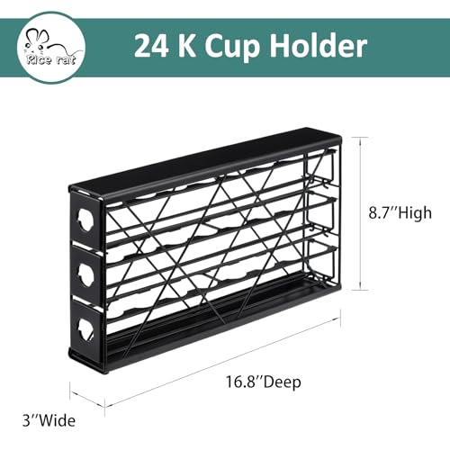 Rice rat k cup Holders for 3 Tier Coffee Pod Holder,Black Metal Space(24 pods) - Image 2
