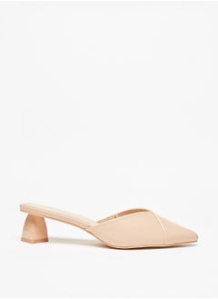 Womens Pointed Toe Slip On Mules with Block Heels