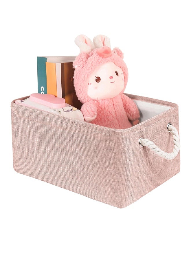 سلالات التخزين مع مقابض القطن القوية (حزمة واحدة) ، سلال تخزين النسيج لتنظيم الاستخدام للمكتب والمنزل ، الكتاب ، الملابس ، الألعاب ، صناديق الخزانة (صغيرة ، وردية ، 12.2x8.3x6.3 بوصة) - Image 1