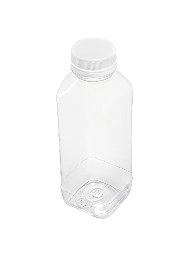 Restaurantware 16 ounce Square Plastic Juice Bottles, 100 Cold Pressed Clear PET Bottles with Tamper Evident Safety Cap - Disposable, Perfect for Juice Shops, Cafes and Catering Events - Image 1