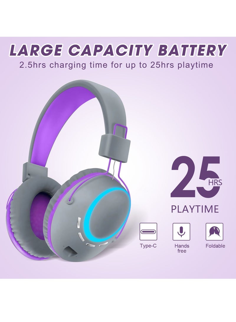 GULFLINK Bluetooth Wireless Headphones For Teens Adults Purple - Image 3