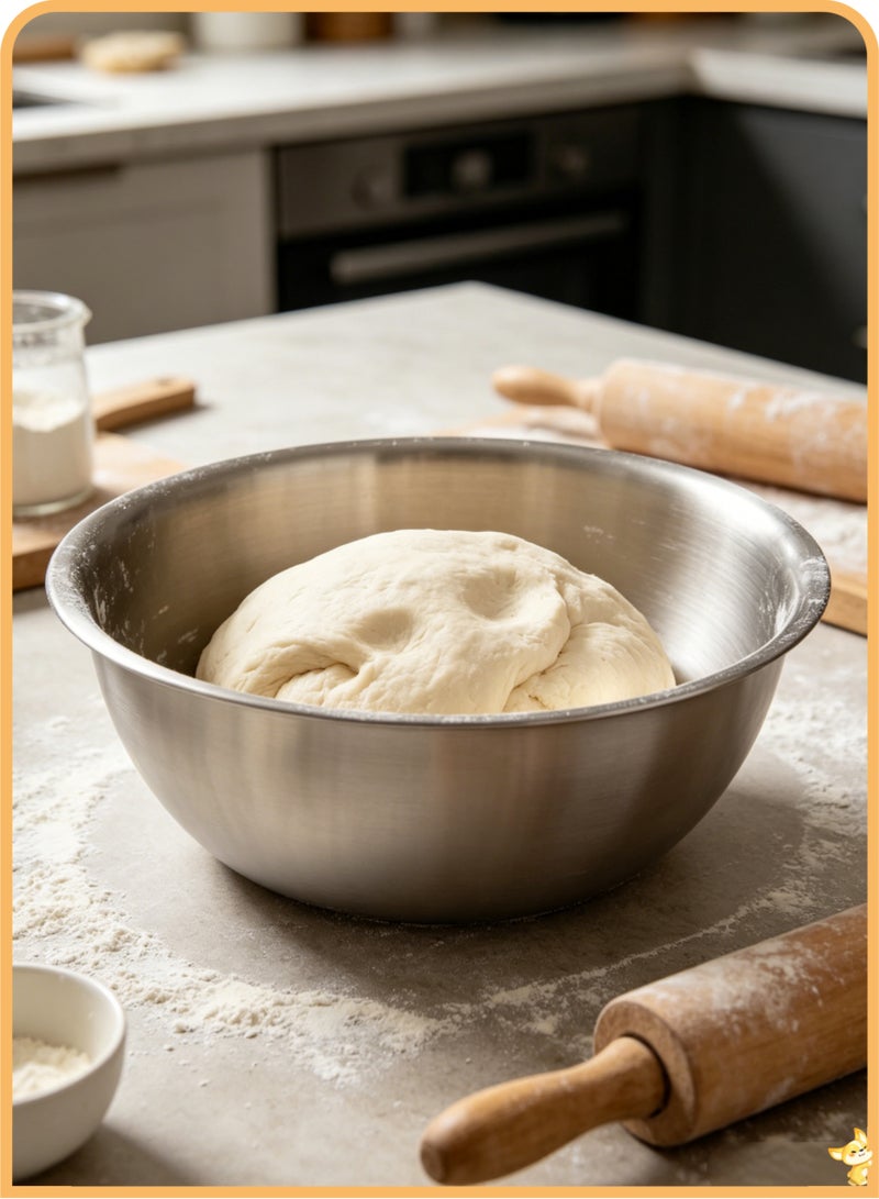 28CM Heavy-Duty Stainless Steel Mixing Bowl - Food Grade, Rust-Resistant Metal Basin with Large Capacity, Ideal for Salad Prep, Marinating Meat, Baking Dough, Washing Fruits/Vegetables & Serving Dishes, Durable, Dishwasher Safe & Easy to Clean Kitchen Essential - Image 3