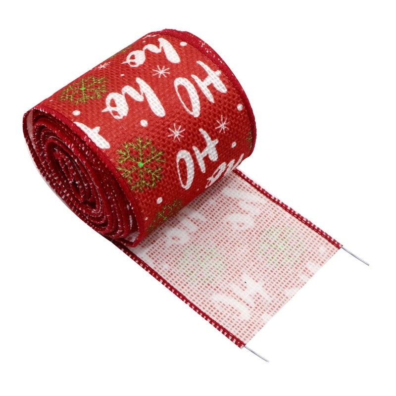 Christmas Burlap Wire Edge Ribbon (5 Yards) - Image 1