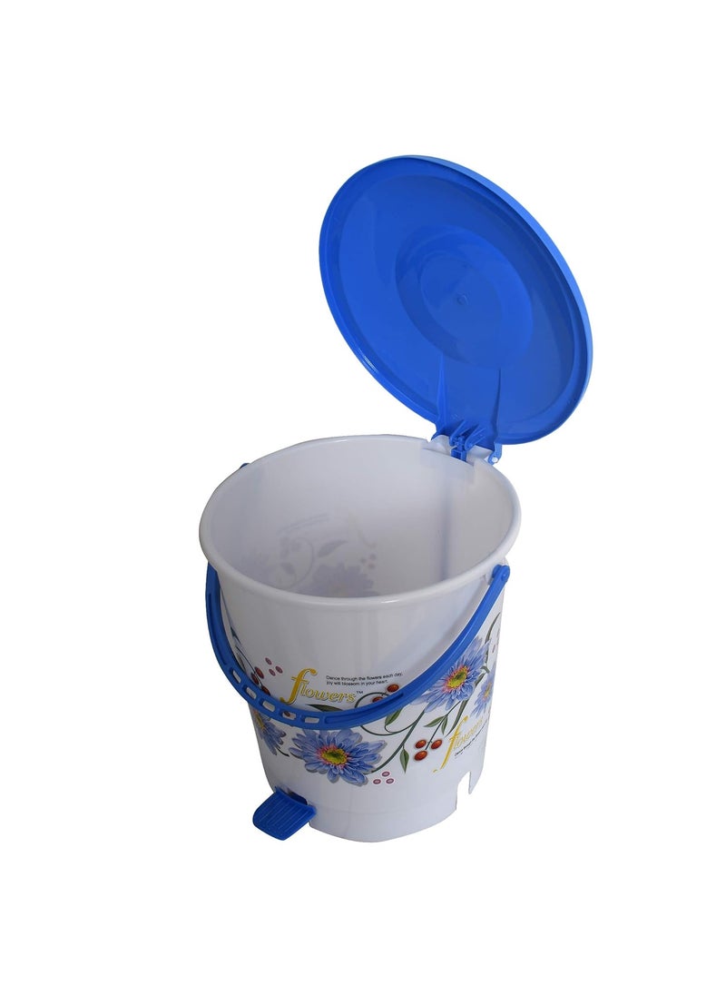 Kuber Industries Kuber Industries Step On Pedal DustbinBucket with LidFlower Print Solid Plastic MaterialSize 28 x 28 x 32 CM Pack of 2 Capicity 10 Liters Pink BlueKUBMART10952  - Image 5
