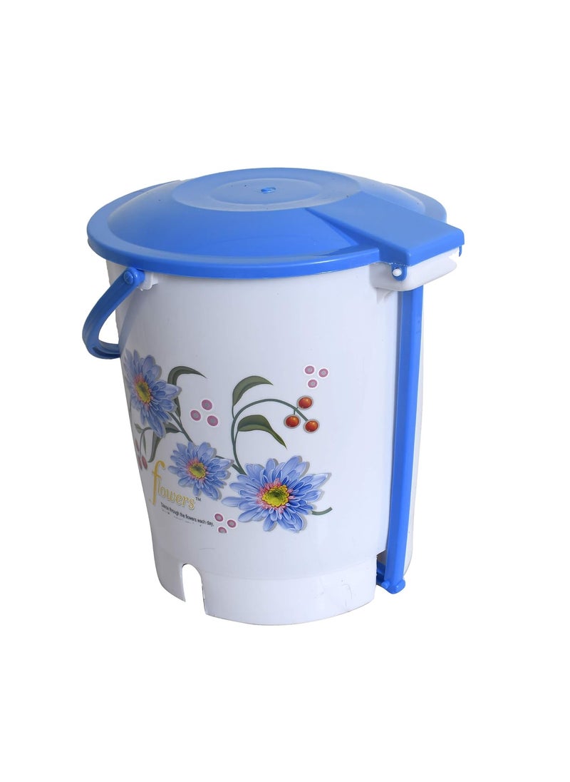 Kuber Industries Kuber Industries Step On Pedal DustbinBucket with LidFlower Print Solid Plastic MaterialSize 28 x 28 x 32 CM Pack of 2 Capicity 10 Liters Pink BlueKUBMART10952  - Image 4