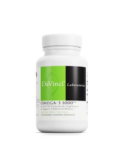 Davinci Labs Omega3 1000 Dietary Supplement To Maintain Already Normal Cholesterol Levels And Support Immune System Healthy Hair And Skin* Glutenfree 45 Enteric Coated Softgels  - Image 1