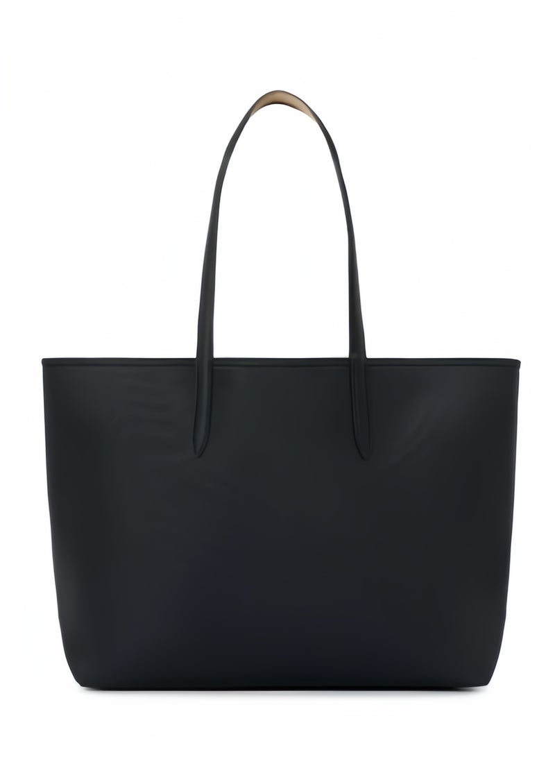 لاكوست حقيبة يد نسائية من لاكوست مزدوجة الجوانب بلونين وسعة كبيرة، عصرية ومتعددة الاستخدامات، باللون الأسود/المشمشي - Image 3