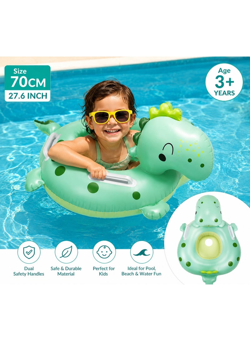Inflatable Dinosaur Baby Swim Ring With Dual Safety Handles – Kids Pool & Beach Float 70Cm For Ages 3+
