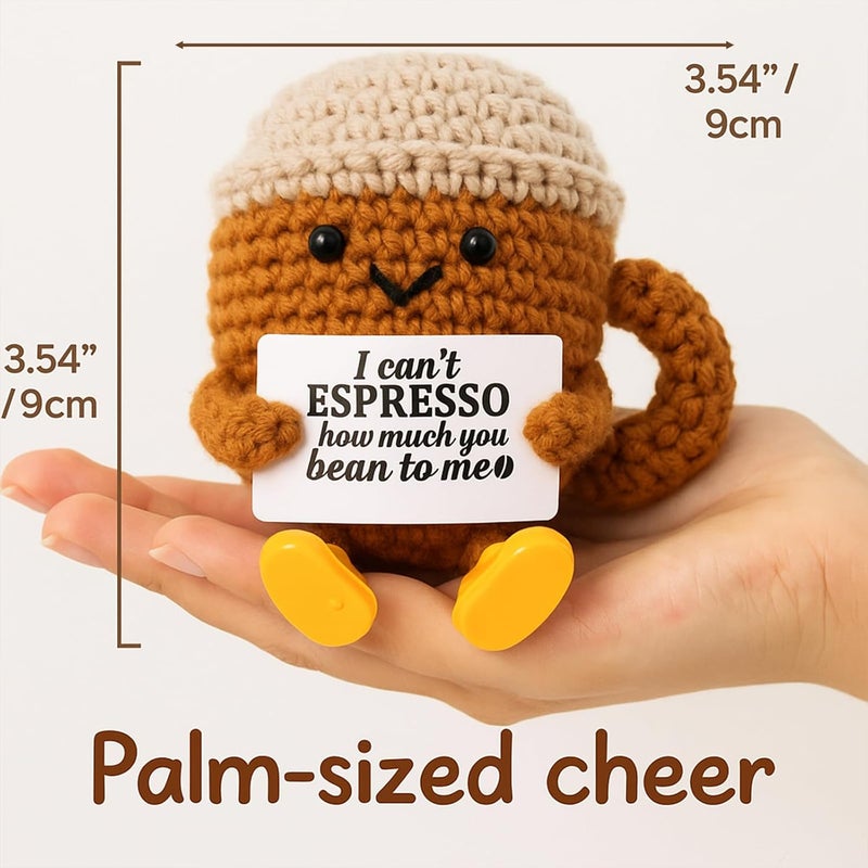 TWPER Christmas Stocking Stuffers Birthday Gifts for Women Men Positive Crochet Coffee Cup Desk Decor–Cute Coffee Lover Gift for Best Friend Girlfriend Couple Wife Husband Anniversary Thank You - Image 4