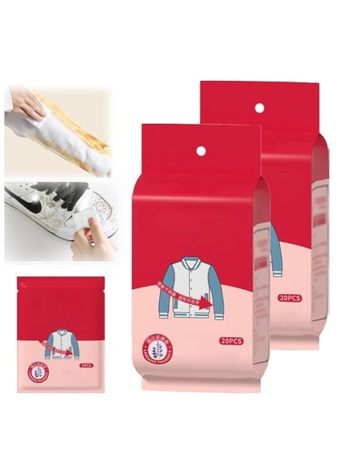 مناديل إزالة البقع من الملابس 40 قطعة، مزيل بقع للملابس، معبأة بشكل فردي، مناديل إزالة بقع الملابس القابلة للاستخدام مرة واحدة، مناديل شخصية لإزالة البقع، مزيل زيت الملابس، بحجم السفر و الجيب - Image 1
