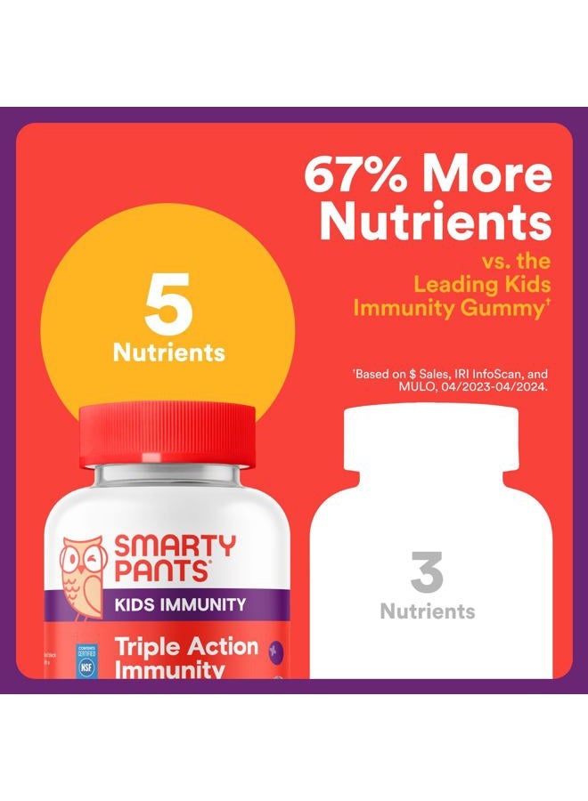 SmartyPants Kids Immunity Elderberry Gummies: Kids Immune Support Supplement, Vitamin C, Vitamin D, Vitamins B6 & B12 and Zinc, Gluten Free, Elderberry Flavor, 60 Count (30 Day Supply) - Image 5