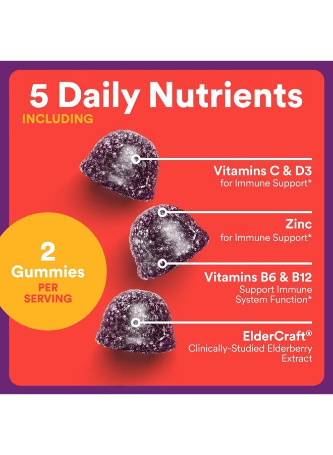 SmartyPants Kids Immunity Elderberry Gummies: Kids Immune Support Supplement, Vitamin C, Vitamin D, Vitamins B6 & B12 and Zinc, Gluten Free, Elderberry Flavor, 60 Count (30 Day Supply) - Image 4