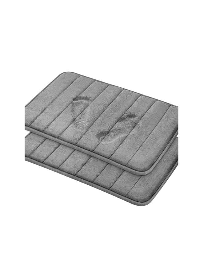 SKY-TOUCH TOUCH Bath Mat 2 Pack, Memory Foam Bath Mat Non Slip,Soft & Comfortable Bath Mat With Highly Absorbent Bathroom Mat Non Slip for Shower, Tub and Floor, Non Slip Grey 50x80 cm - Image 2