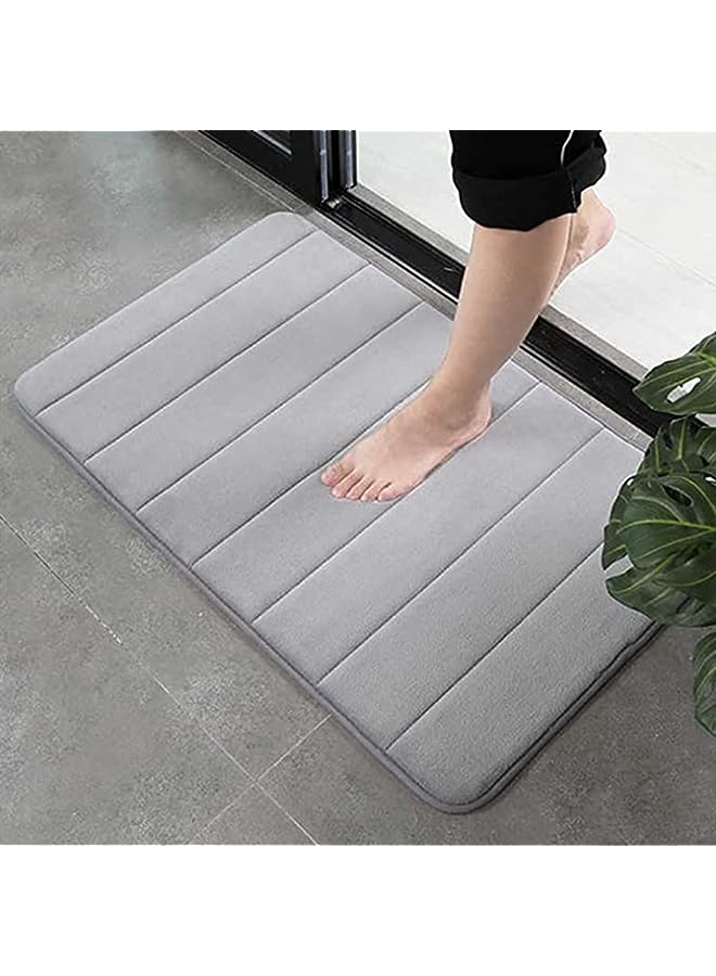 SKY-TOUCH TOUCH Bath Mat 2 Pack, Memory Foam Bath Mat Non Slip,Soft & Comfortable Bath Mat With Highly Absorbent Bathroom Mat Non Slip for Shower, Tub and Floor, Non Slip Grey 50x80 cm - Image 3