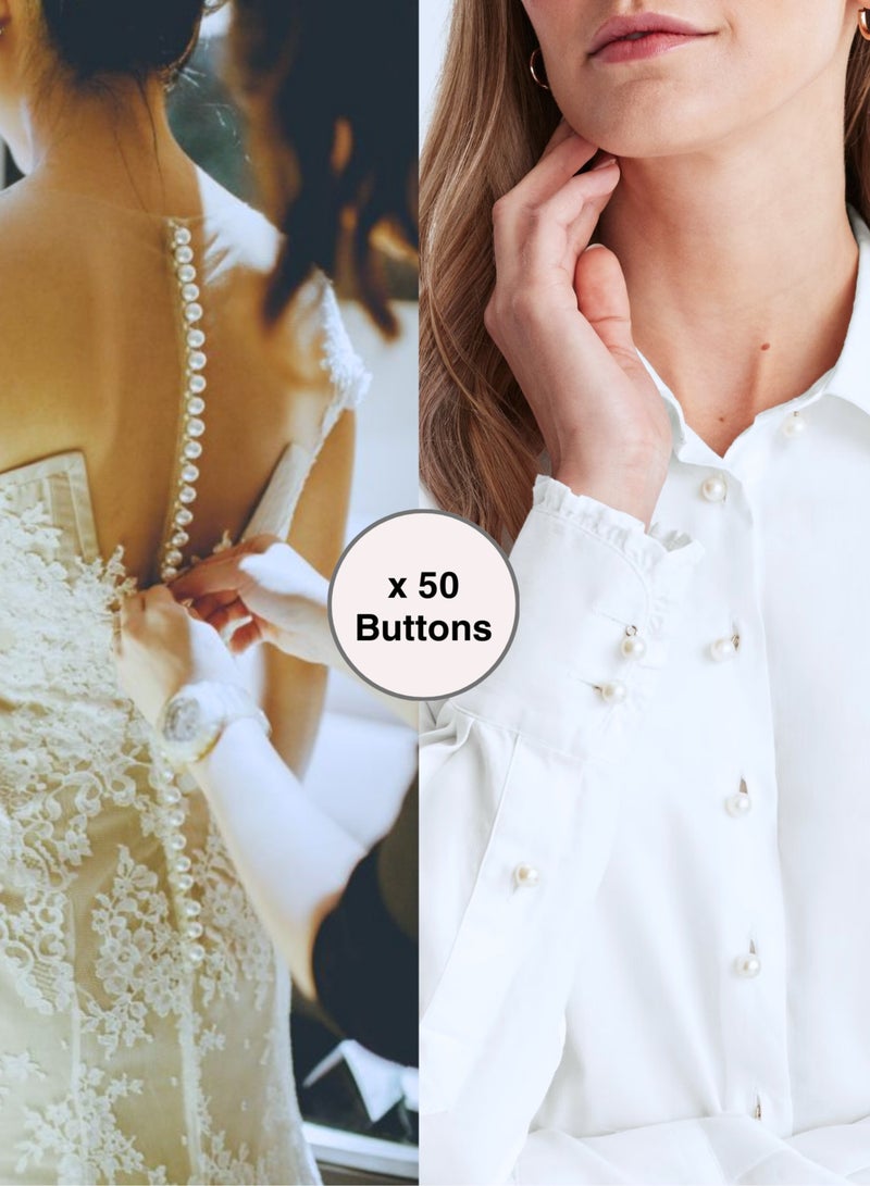 50x Premium Half Ball Pearl ons with Metal Shank - Bridal, Dressmaking, Abaya, DIY, 0.8MM (White)  - Image 5