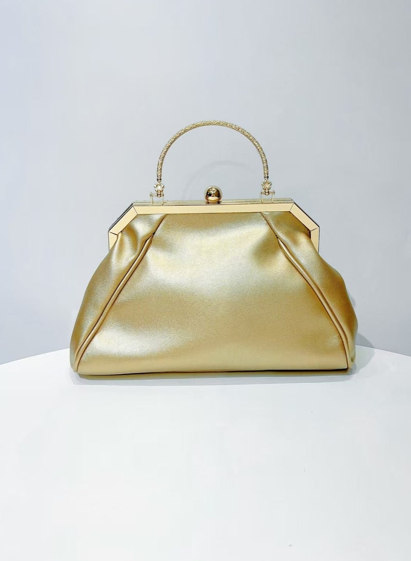 Crystal Bow Evening Bag,Party Clutch,Crossbody Bag-Gold - Image 3