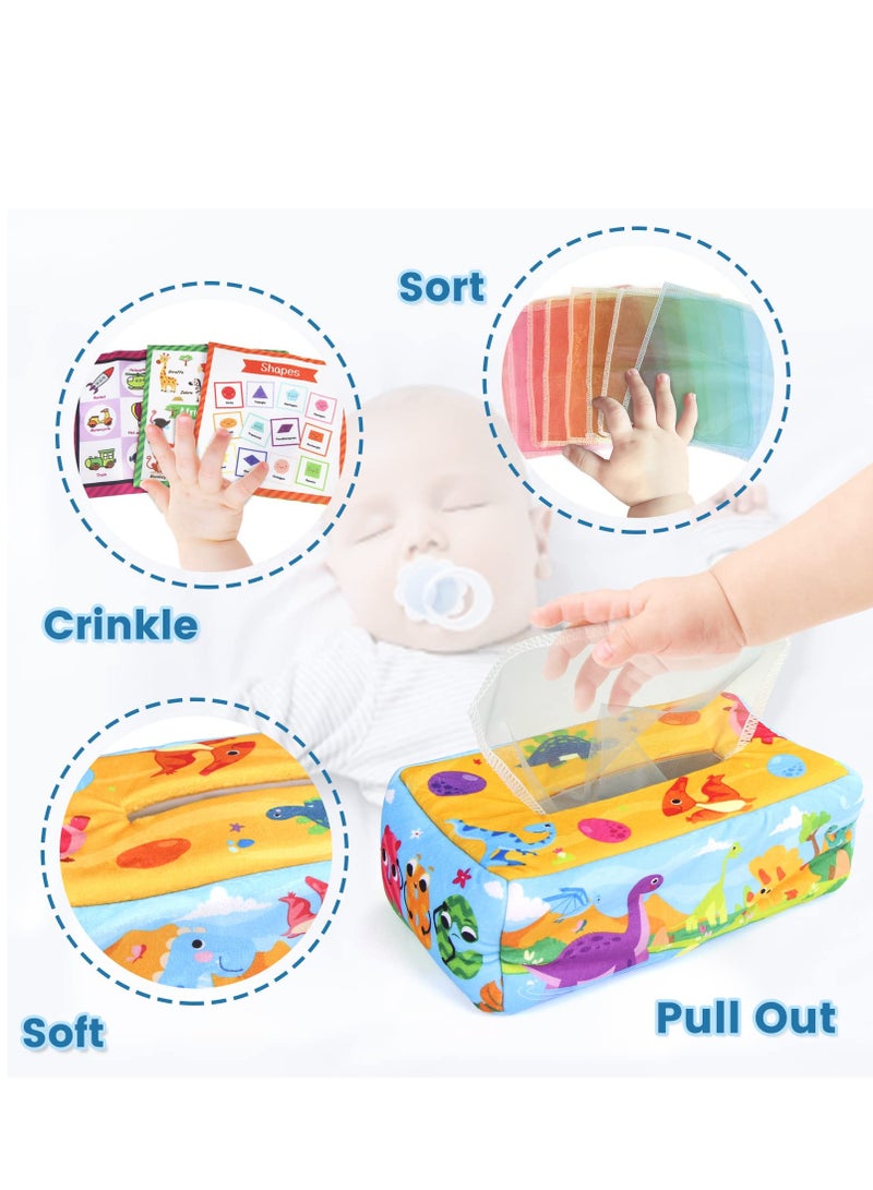 Baby Tissue Box Toy, Montessori Toys for Babies 6-12 Months, Soft High Contrast Crinkle Sensory Toys, Toddlers Infants Early Learning Developmental Gifts for 1 Year Old Boys Girls Kids - Image 3