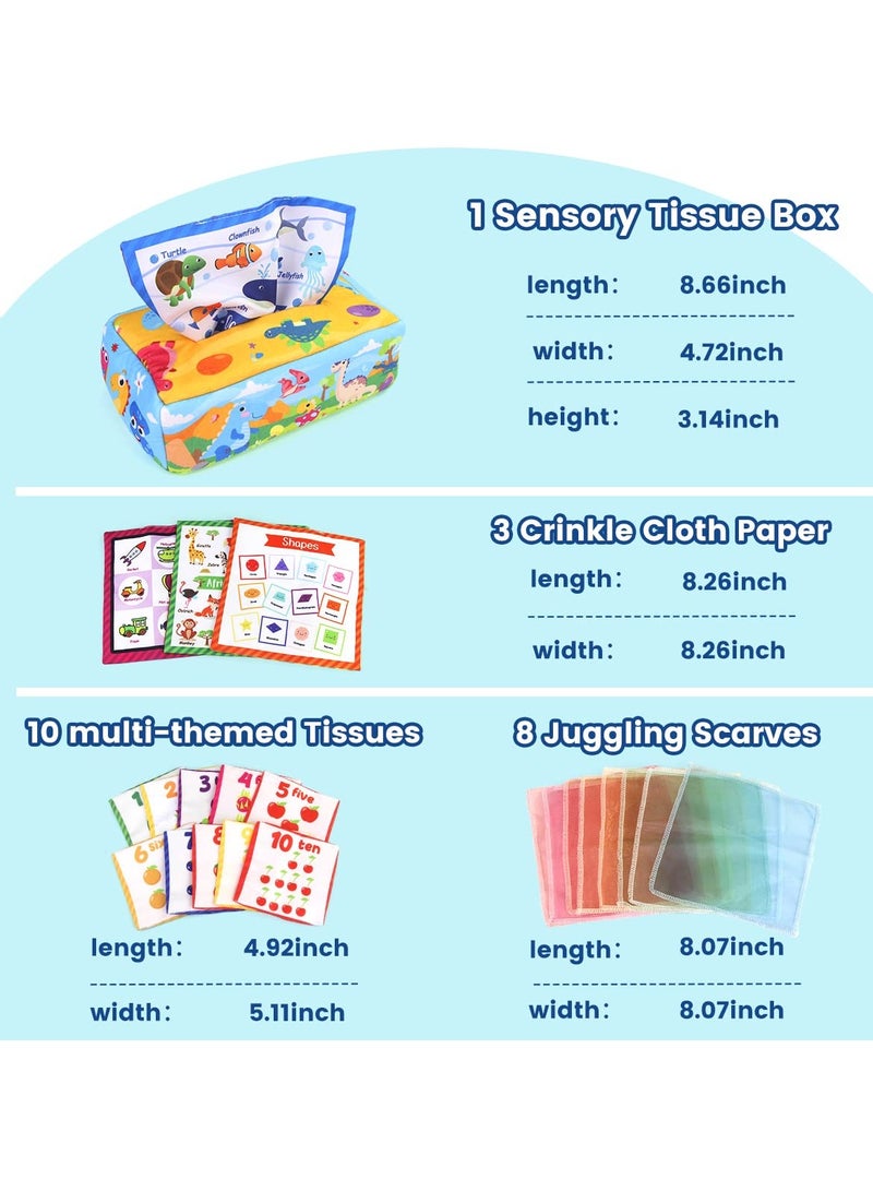 Baby Tissue Box Toy, Montessori Toys for Babies 6-12 Months, Soft High Contrast Crinkle Sensory Toys, Toddlers Infants Early Learning Developmental Gifts for 1 Year Old Boys Girls Kids - Image 2