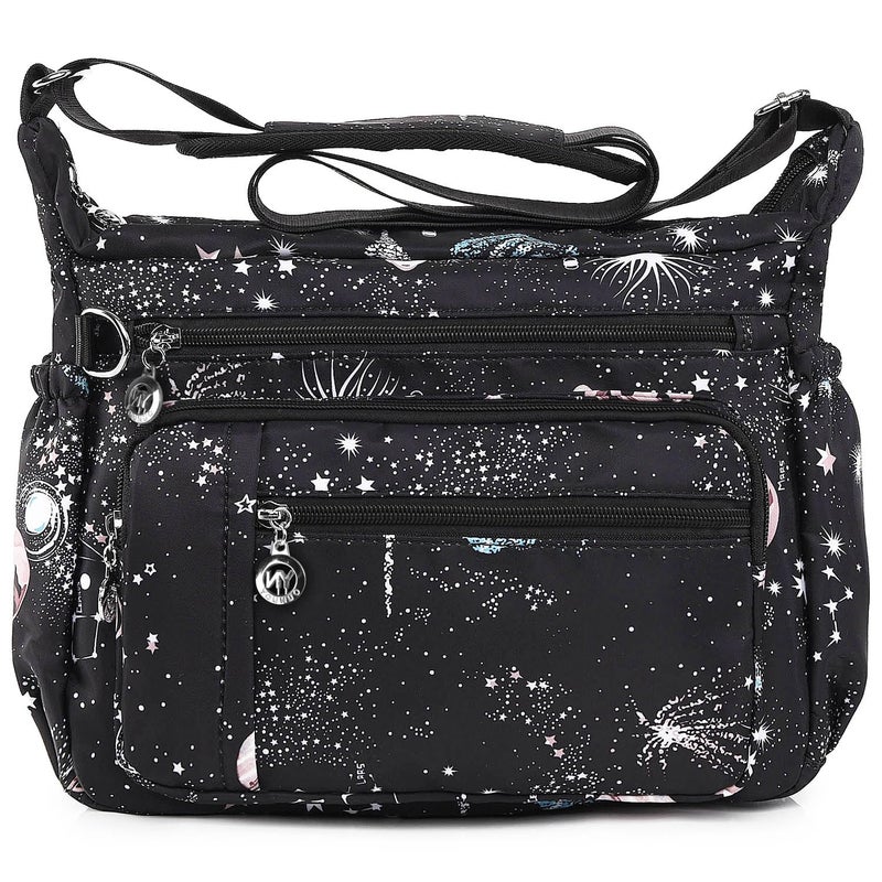 YouNuo Cross body Purse, Nylon Crossbody Bags for Women with Pockets and Compartments, Waterproof Crossbody Shoulder Handbags (Star Black) - Image 1