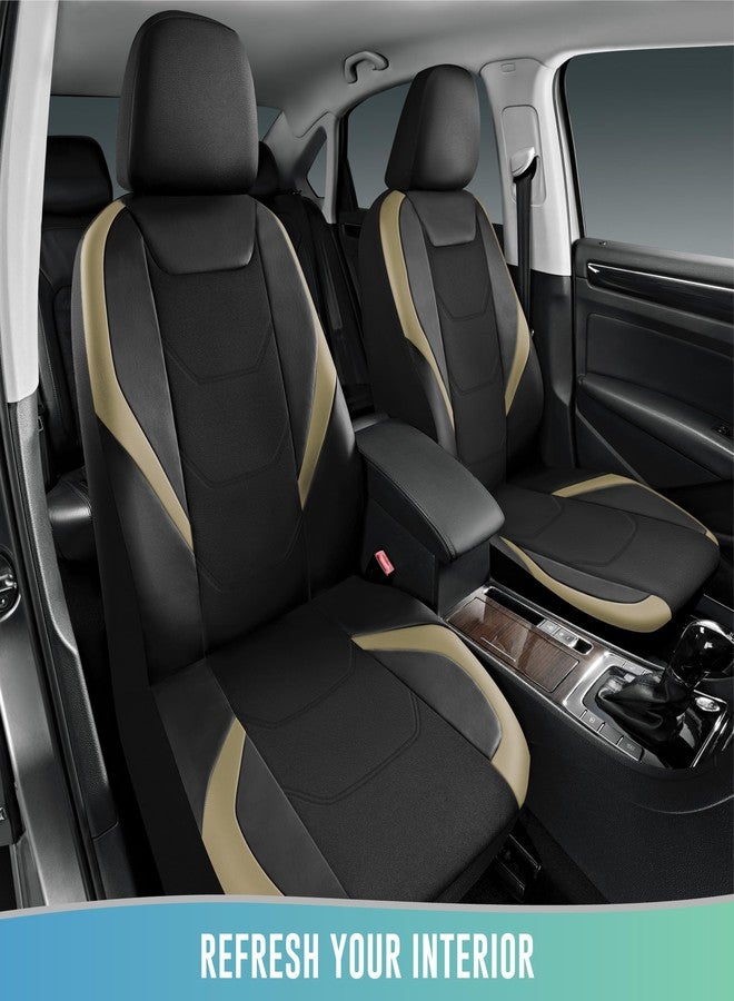 Road Comforts Car Seat Cover, Leather Mesh Front Seat Cover, Universal Fit for Most Cars, SUVs, Trucks, and Vans, Airbag Compatible - Beige - Image 2