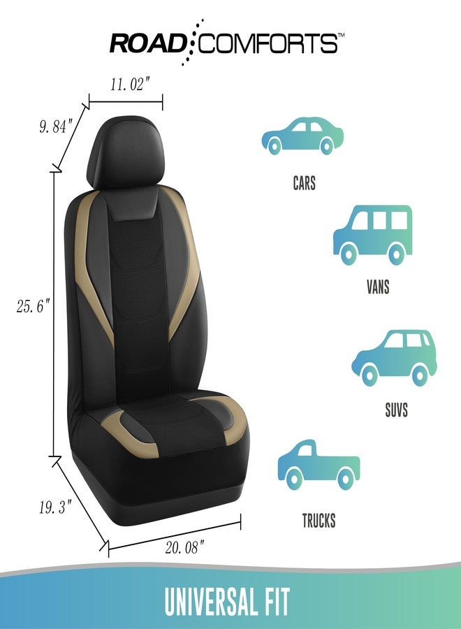 Road Comforts Car Seat Cover, Leather Mesh Front Seat Cover, Universal Fit for Most Cars, SUVs, Trucks, and Vans, Airbag Compatible - Beige - Image 5
