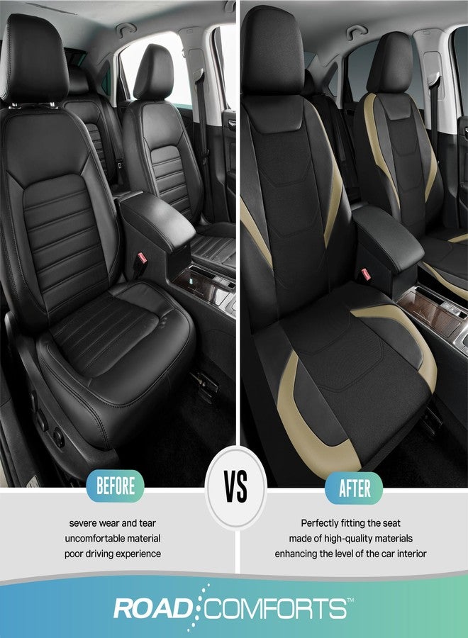 Road Comforts Car Seat Cover, Leather Mesh Front Seat Cover, Universal Fit for Most Cars, SUVs, Trucks, and Vans, Airbag Compatible - Beige - Image 4