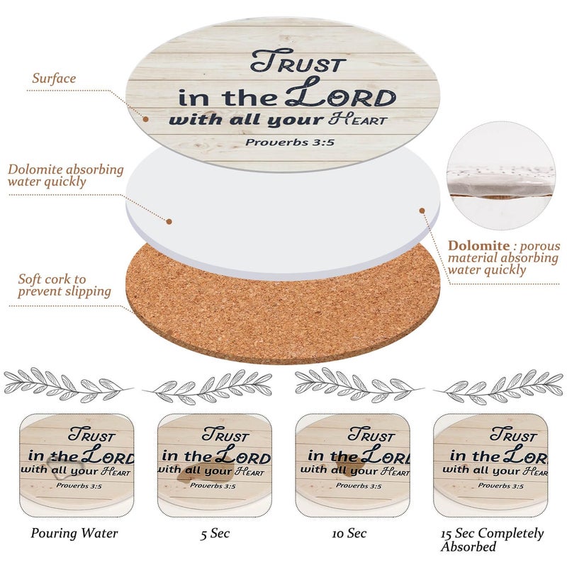 Billbotk Ceramic Coasters with Bible Verses, Christian Coasters Set of 8 with Holder, Absorbent Drink Coasters for Christian Gifts and Home Decor, 4 Inches - Image 5