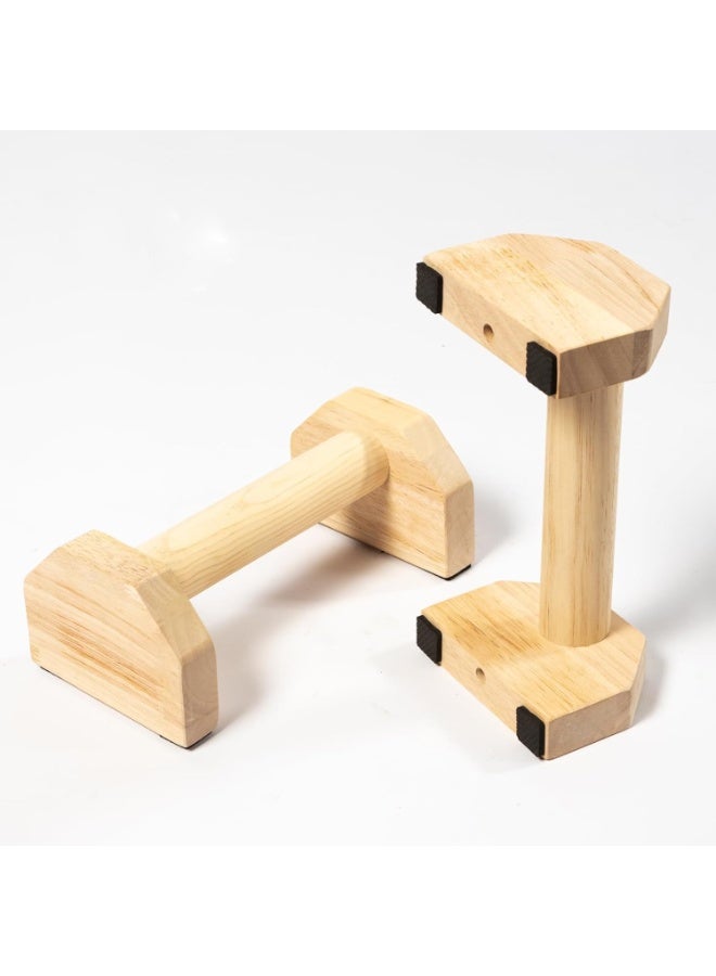 Relex Wooden Push-up Bars, 1 Pair Non-slip Base Pushup Handles Stand, Home Workout Calisthenics Equipment, Push up Bracket Board with Ergonomical Handle, Wooden Parallettes Bars for Fitness Training - Image 1